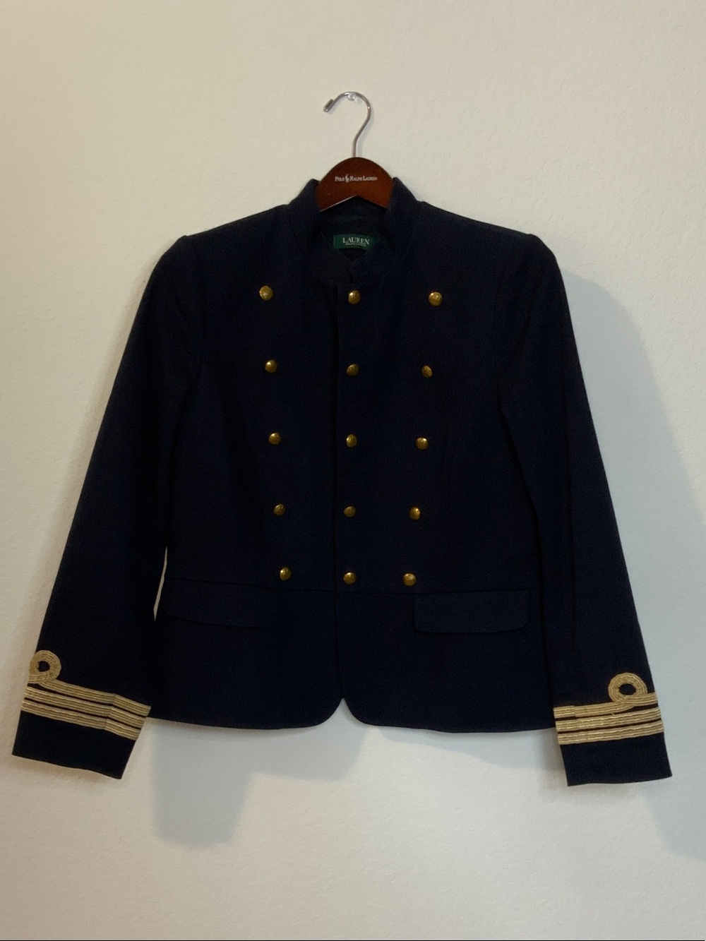 Ralph Lauren Navy Military-Style Blazer with Gold Trim